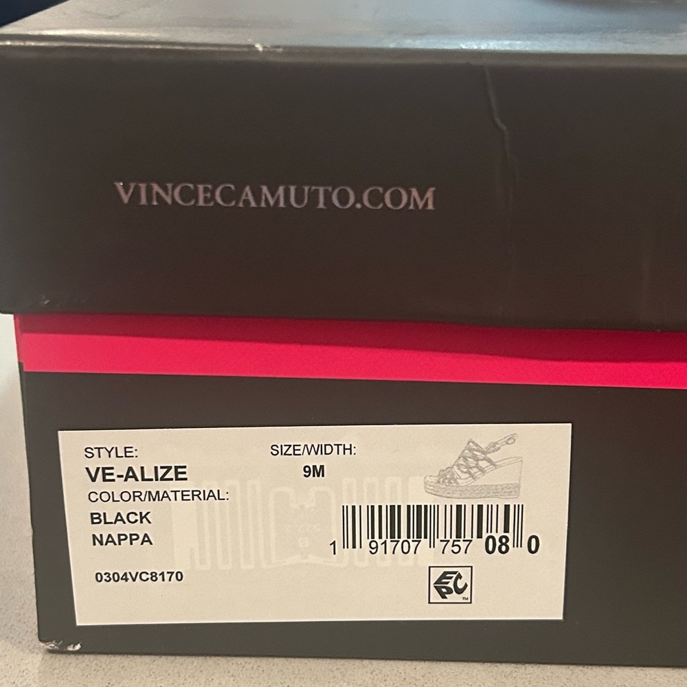 Vince Camuto Black Strappy Wedge Sandals - Picture 12 of 12